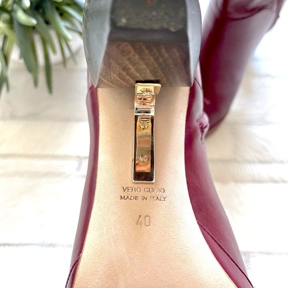 Rare Maiyet Burgundy Leather Sculptural Heel Ankle Boots - Picture 9 of 10